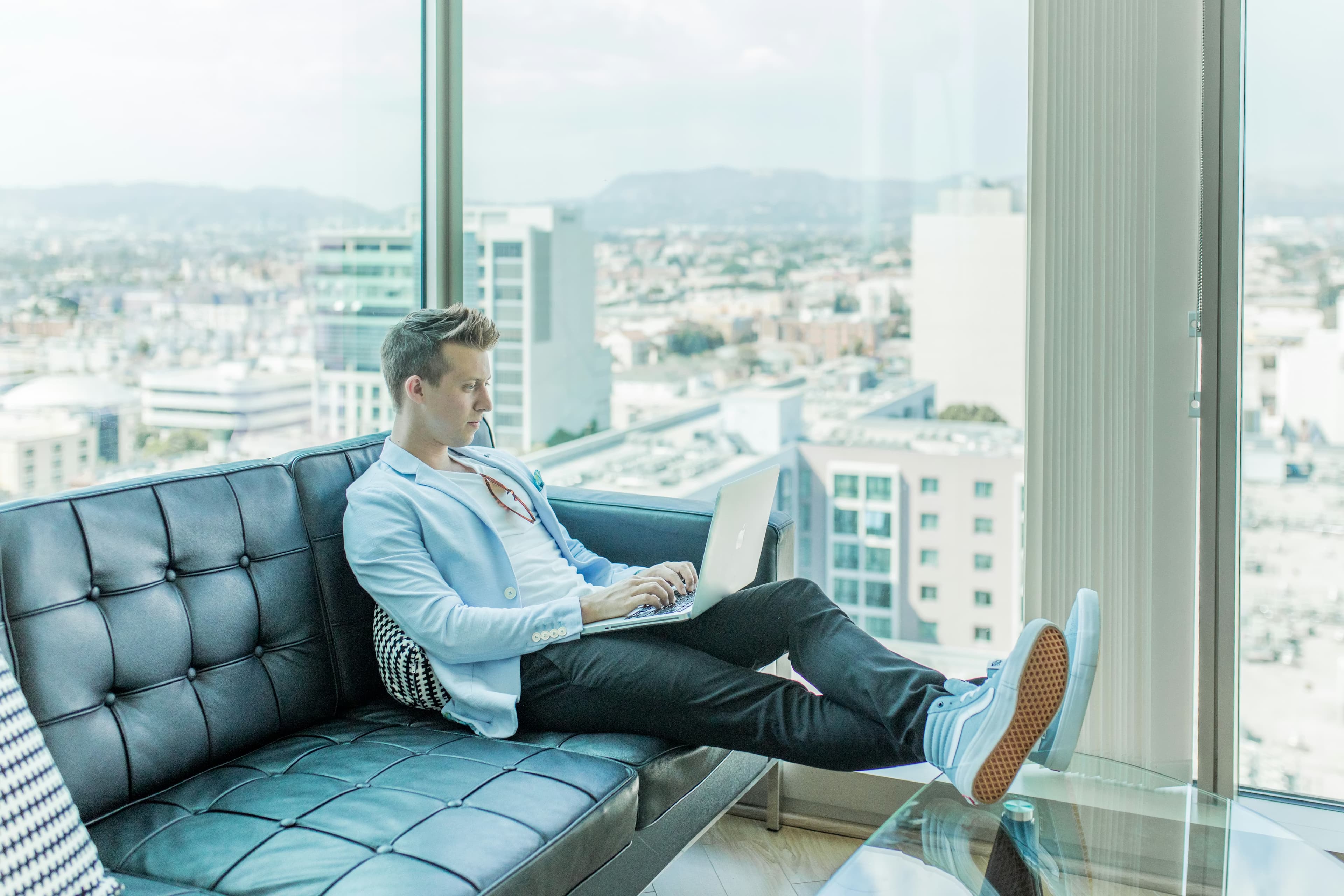 A lawyer working remotely